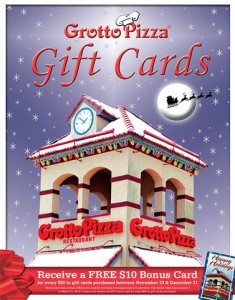 Holiday Gift Cards-Grotto Pizza -Delaware